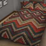 Vintage Knitted Pattern Print Quilt Bed Set