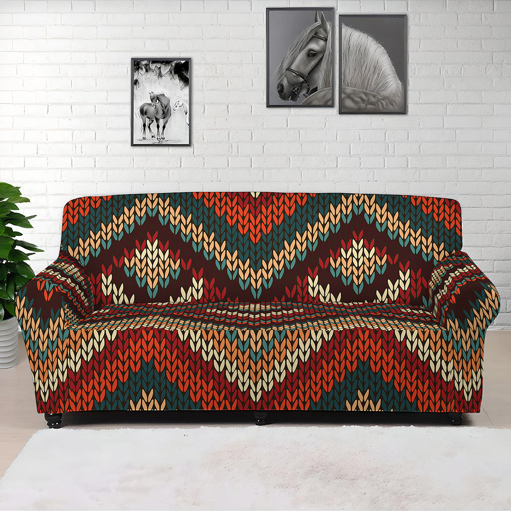 Vintage Knitted Pattern Print Sofa Cover