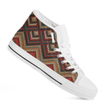 Vintage Knitted Pattern Print White High Top Shoes