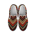Vintage Knitted Pattern Print White Slip On Shoes