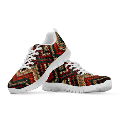 Vintage Knitted Pattern Print White Sneakers