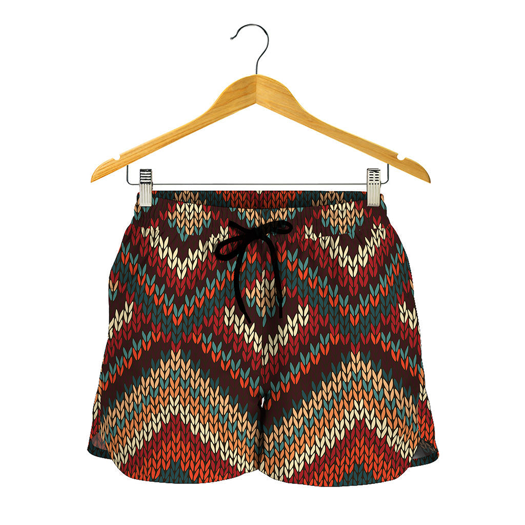 Vintage Knitted Pattern Print Women's Shorts