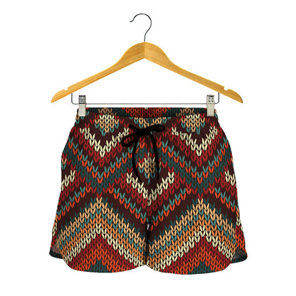 Vintage Knitted Pattern Print Women's Shorts