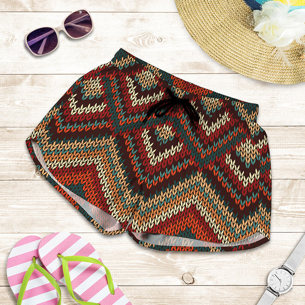 Vintage Knitted Pattern Print Women's Shorts