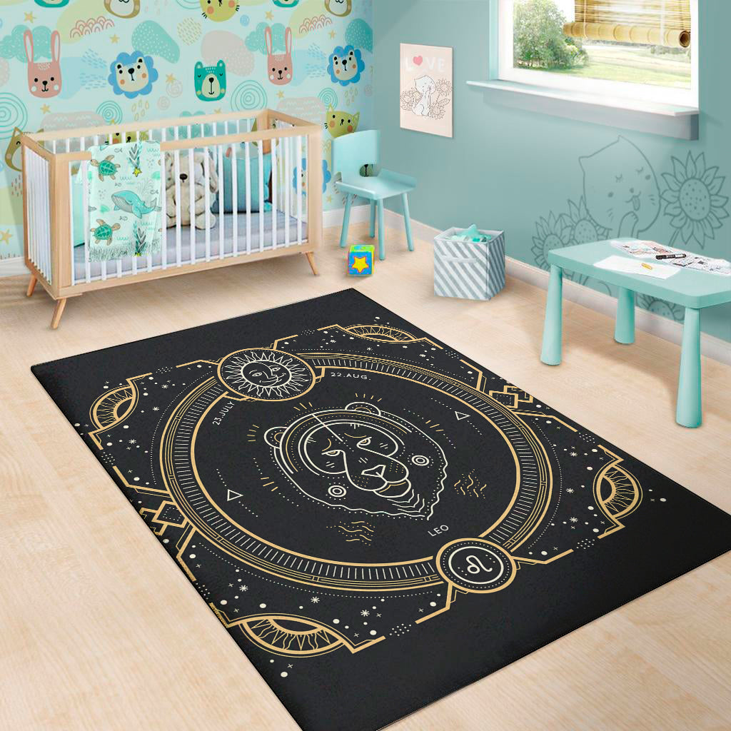 Vintage Leo Zodiac Sign Print Area Rug