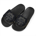Vintage Leo Zodiac Sign Print Black Slide Sandals