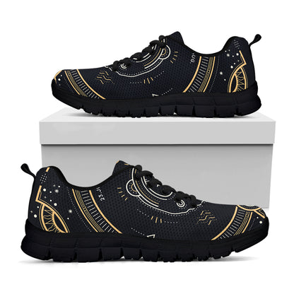 Vintage Leo Zodiac Sign Print Black Sneakers
