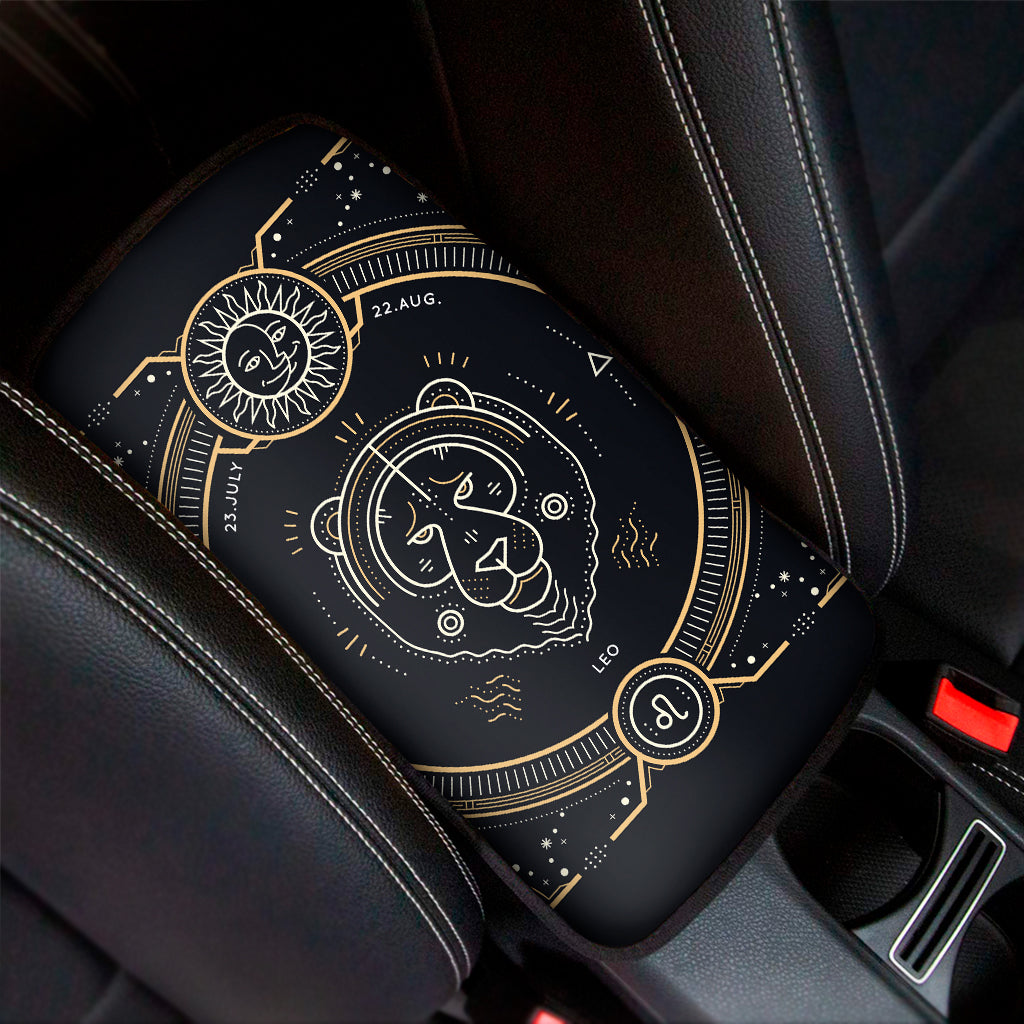 Vintage Leo Zodiac Sign Print Car Center Console Cover