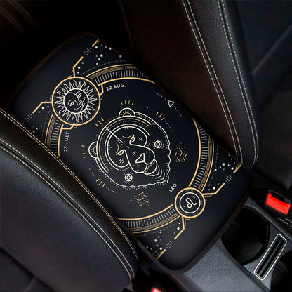 Vintage Leo Zodiac Sign Print Car Center Console Cover