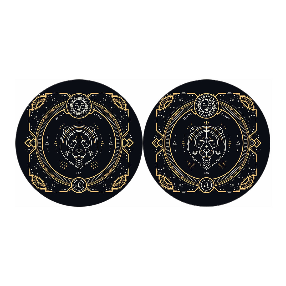 Vintage Leo Zodiac Sign Print Car Coasters