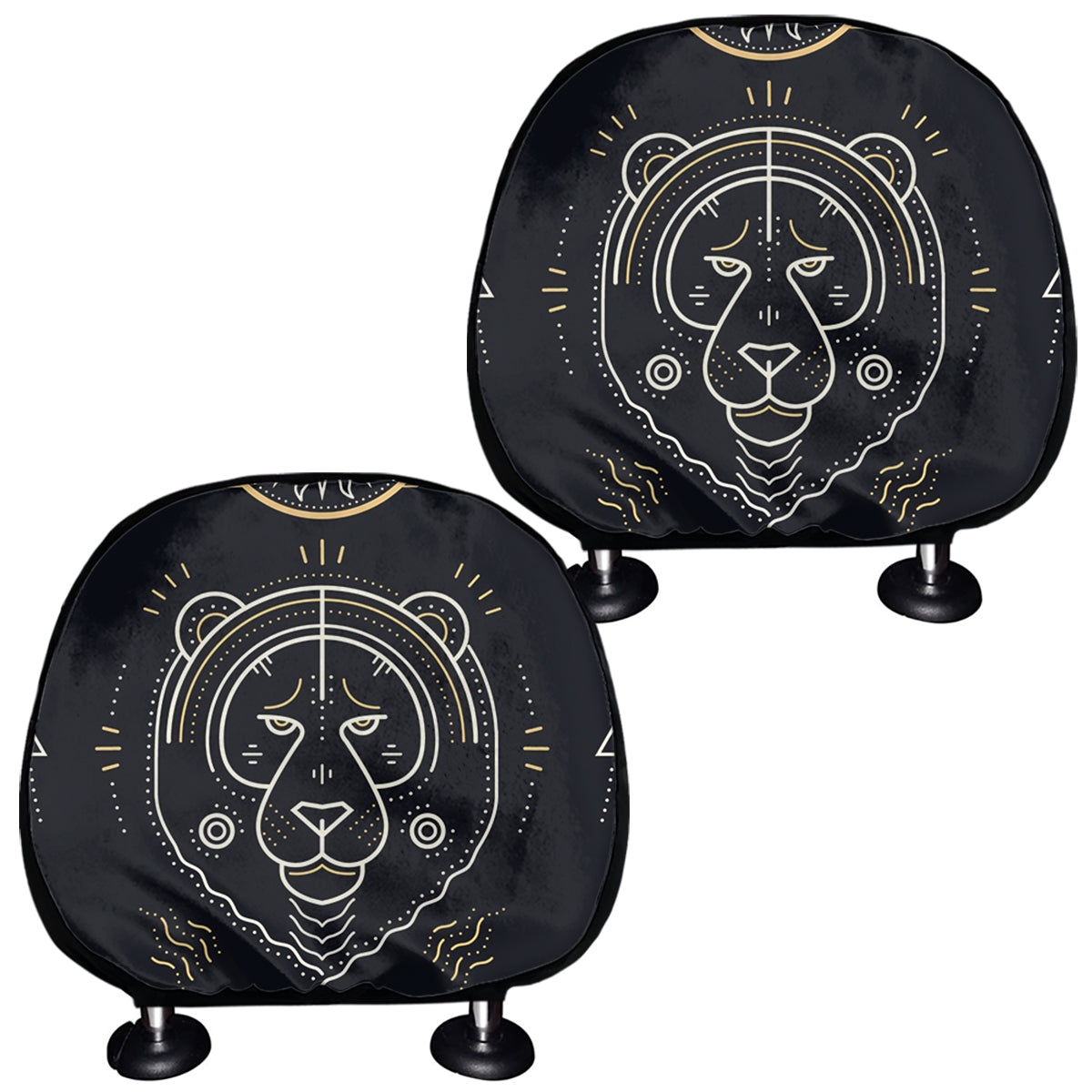 Vintage Leo Zodiac Sign Print Car Headrest Covers