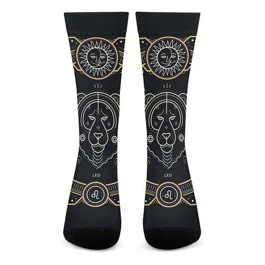 Vintage Leo Zodiac Sign Print Crew Socks