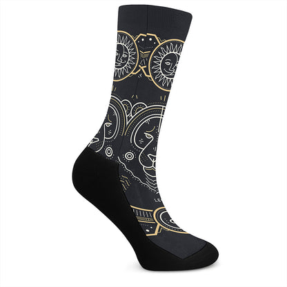 Vintage Leo Zodiac Sign Print Crew Socks