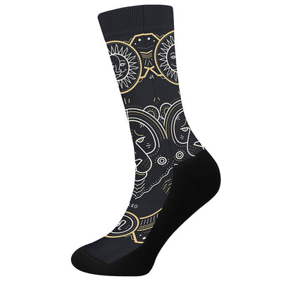 Vintage Leo Zodiac Sign Print Crew Socks