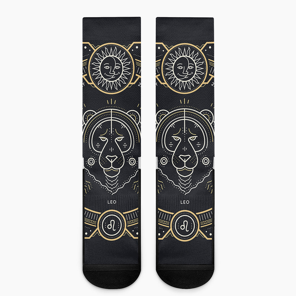 Vintage Leo Zodiac Sign Print Crew Socks