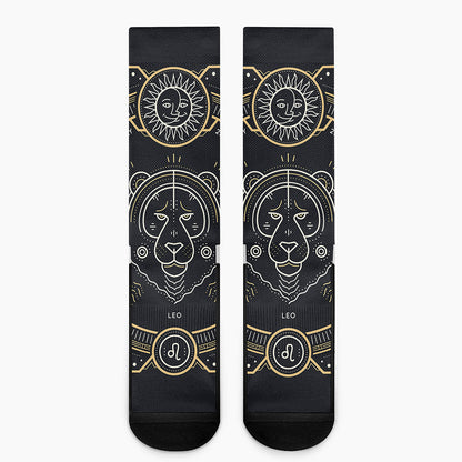 Vintage Leo Zodiac Sign Print Crew Socks