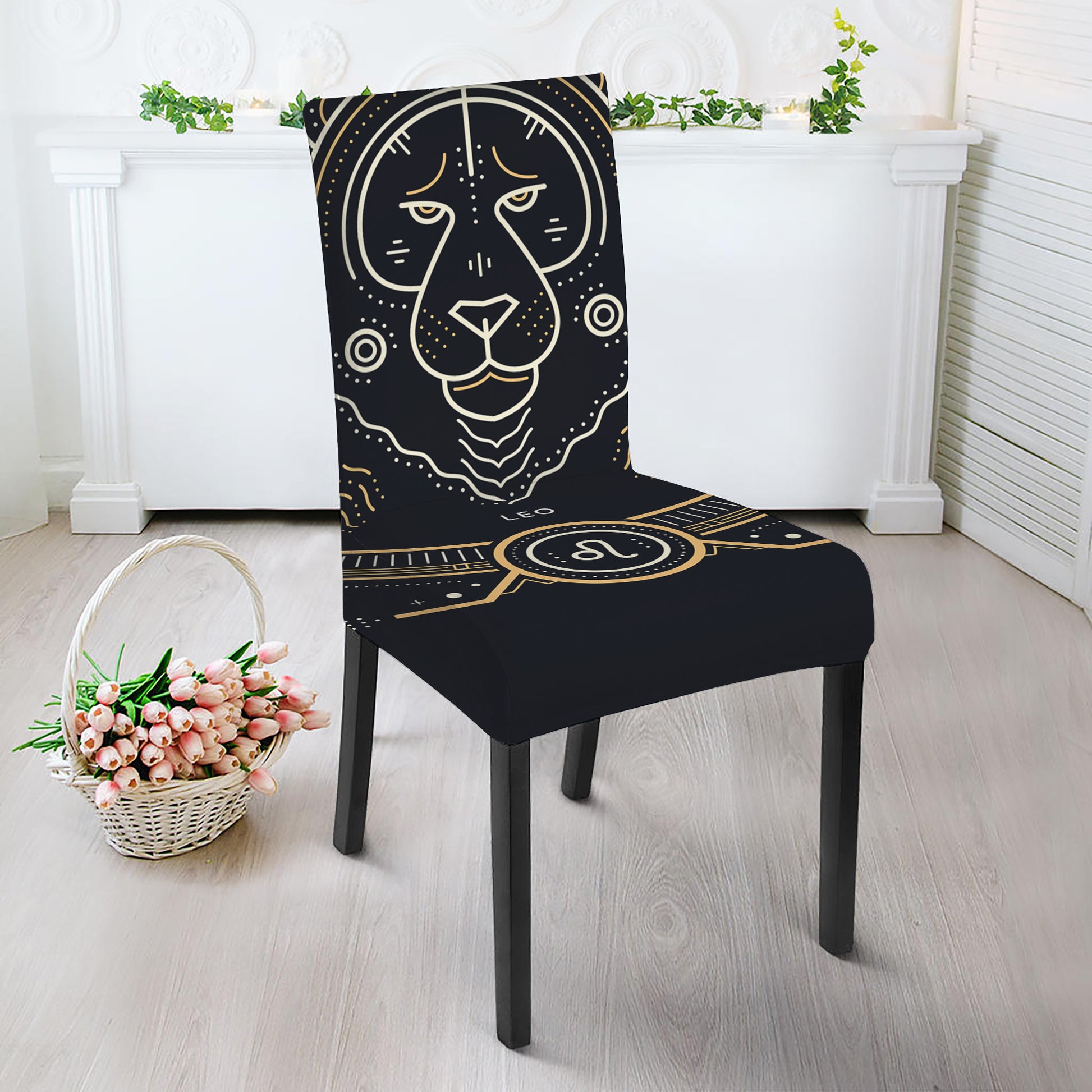 Vintage Leo Zodiac Sign Print Dining Chair Slipcover