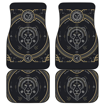 Vintage Leo Zodiac Sign Print Front and Back Car Floor Mats