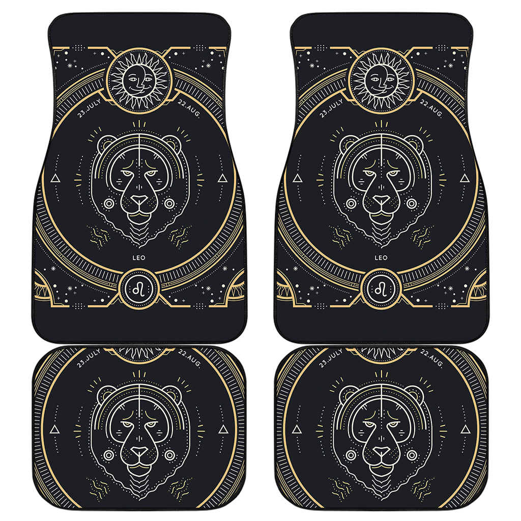 Vintage Leo Zodiac Sign Print Front and Back Car Floor Mats