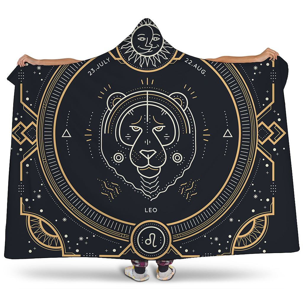 Vintage Leo Zodiac Sign Print Hooded Blanket