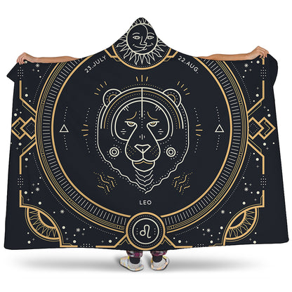 Vintage Leo Zodiac Sign Print Hooded Blanket