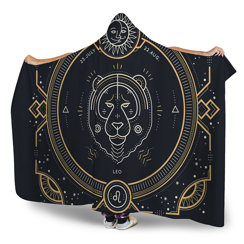 Vintage Leo Zodiac Sign Print Hooded Blanket