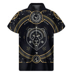Vintage Leo Zodiac Sign Print Men's Short Sleeve Shirt