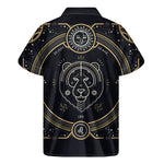 Vintage Leo Zodiac Sign Print Men's Short Sleeve Shirt