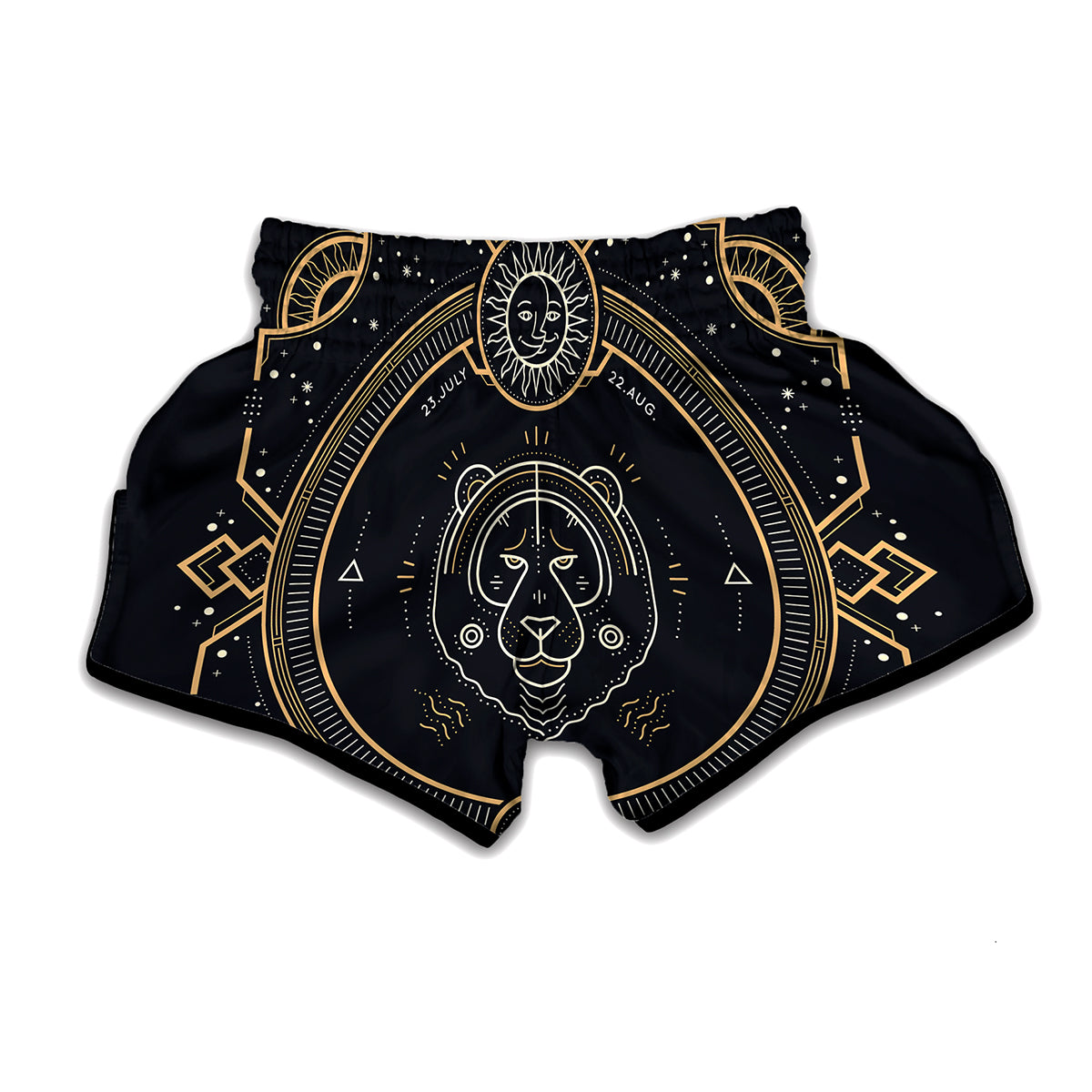 Vintage Leo Zodiac Sign Print Muay Thai Boxing Shorts