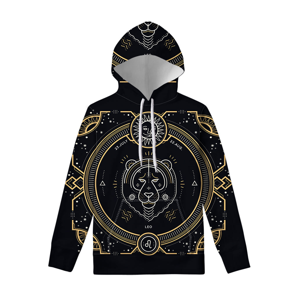 Vintage Leo Zodiac Sign Print Pullover Hoodie