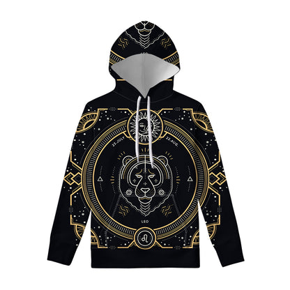 Vintage Leo Zodiac Sign Print Pullover Hoodie