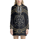 Vintage Leo Zodiac Sign Print Pullover Hoodie Dress