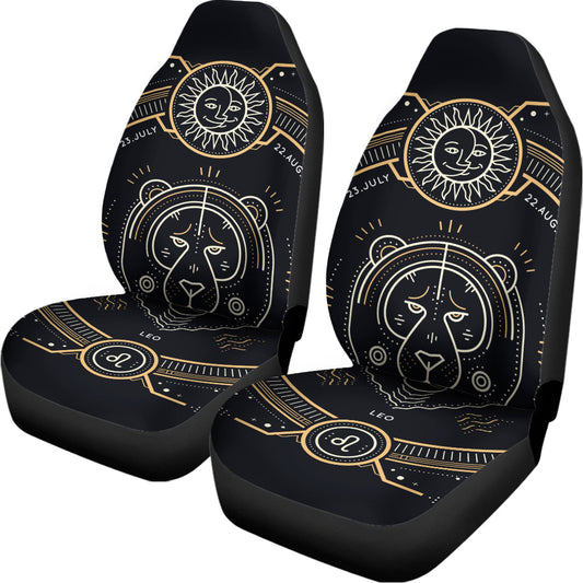 Vintage Leo Zodiac Sign Print Universal Fit Car Seat Covers