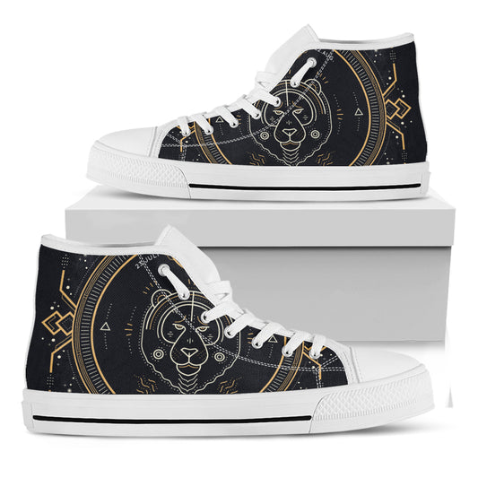 Vintage Leo Zodiac Sign Print White High Top Shoes