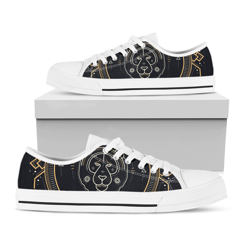 Vintage Leo Zodiac Sign Print White Low Top Shoes