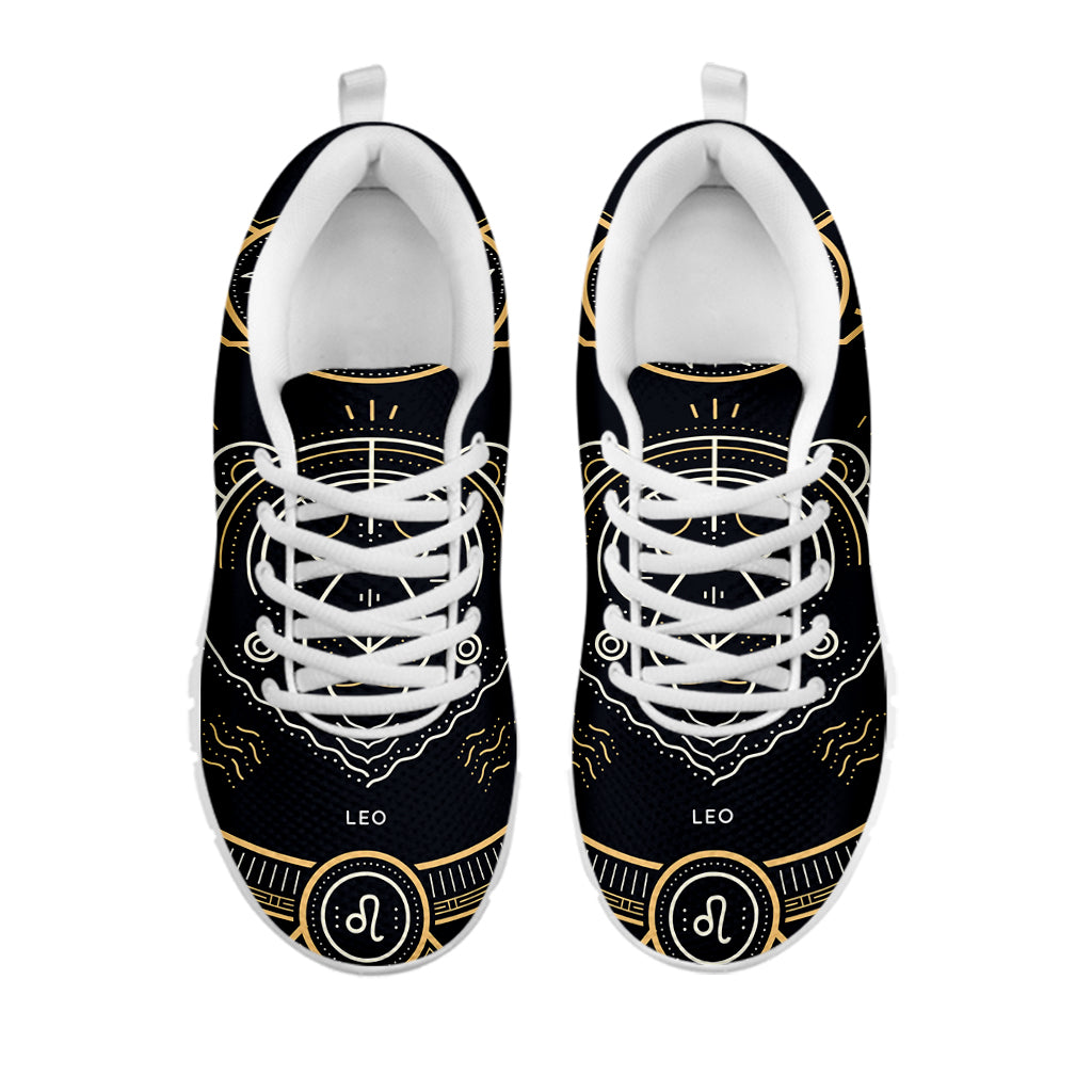 Vintage Leo Zodiac Sign Print White Sneakers