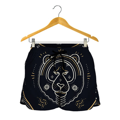 Vintage Leo Zodiac Sign Print Women's Shorts