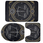 Vintage Libra Zodiac Sign Print 3 Piece Bath Mat Set