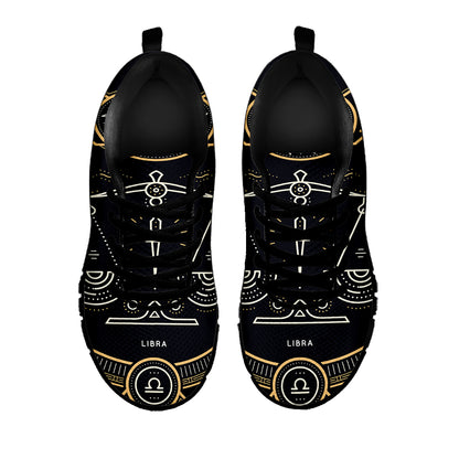 Vintage Libra Zodiac Sign Print Black Sneakers