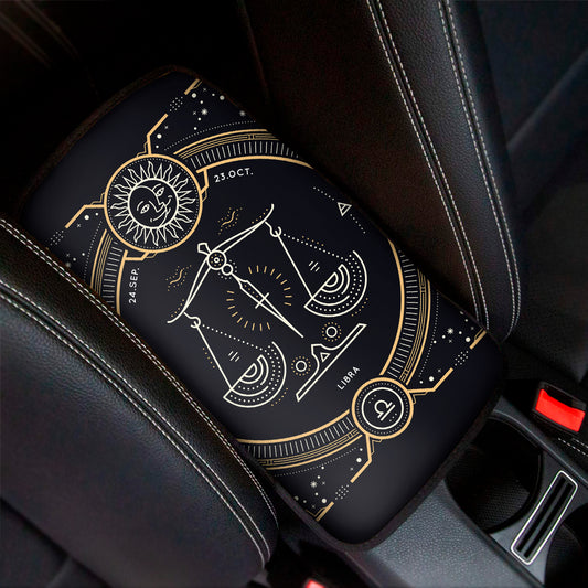 Vintage Libra Zodiac Sign Print Car Center Console Cover