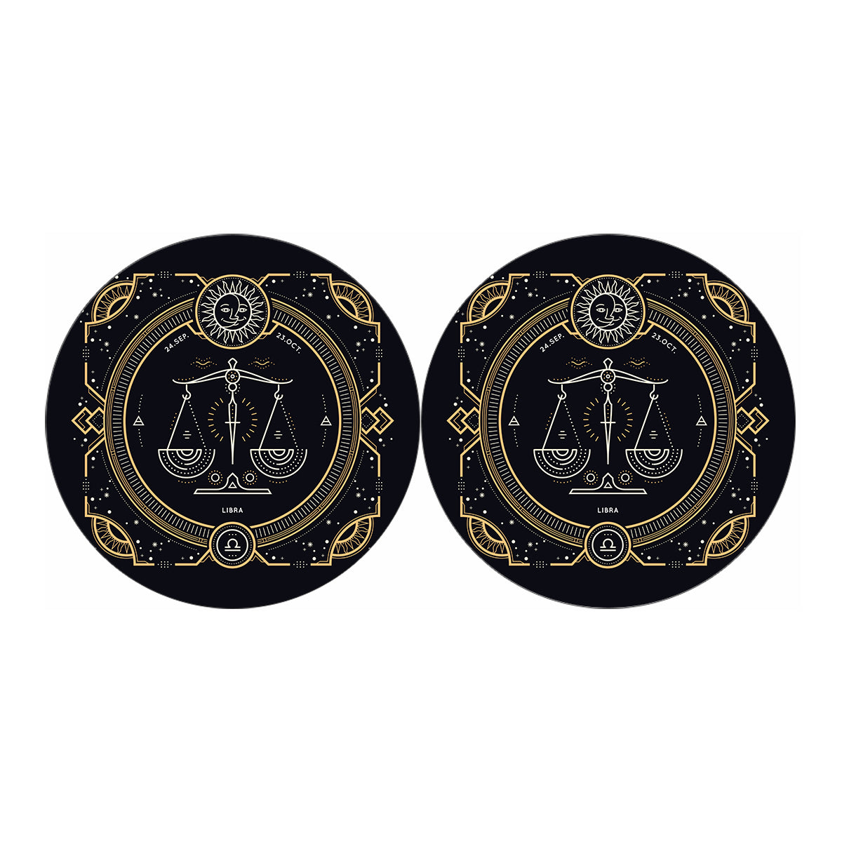 Vintage Libra Zodiac Sign Print Car Coasters