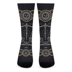 Vintage Libra Zodiac Sign Print Crew Socks