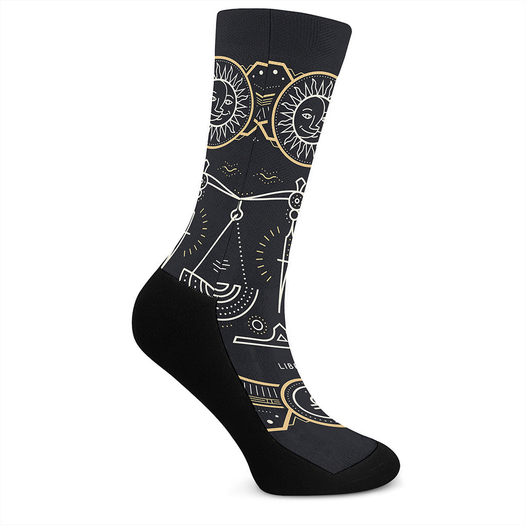 Vintage Libra Zodiac Sign Print Crew Socks