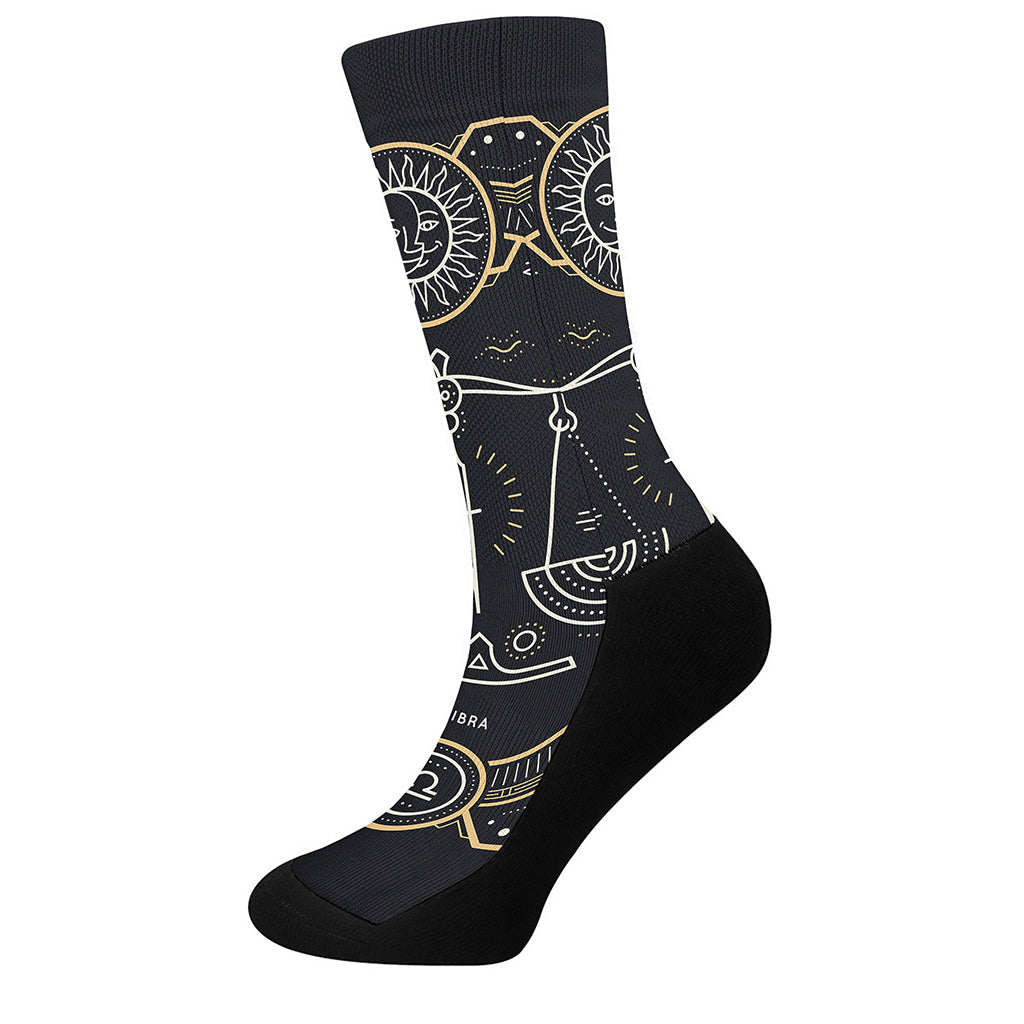 Vintage Libra Zodiac Sign Print Crew Socks
