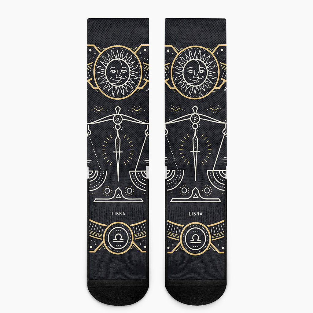 Vintage Libra Zodiac Sign Print Crew Socks