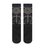 Vintage Libra Zodiac Sign Print Crew Socks