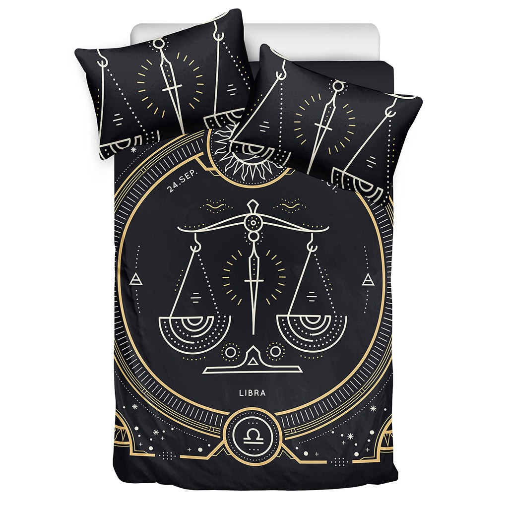 Vintage Libra Zodiac Sign Print Duvet Cover Bedding Set