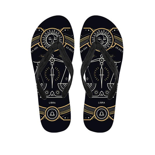 Vintage Libra Zodiac Sign Print Flip Flops