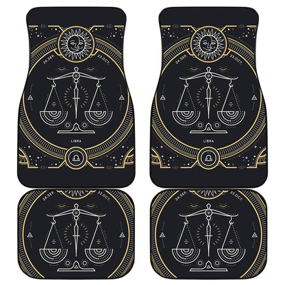 Vintage Libra Zodiac Sign Print Front and Back Car Floor Mats