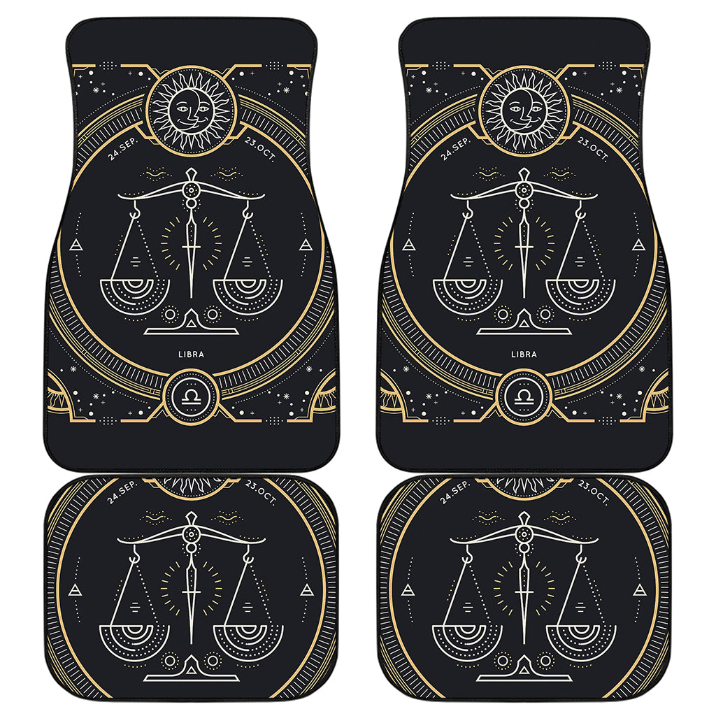 Vintage Libra Zodiac Sign Print Front and Back Car Floor Mats